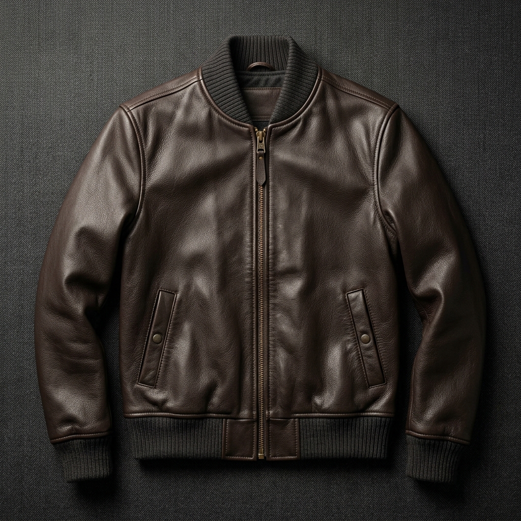 Premium Leather Bomber Jacket